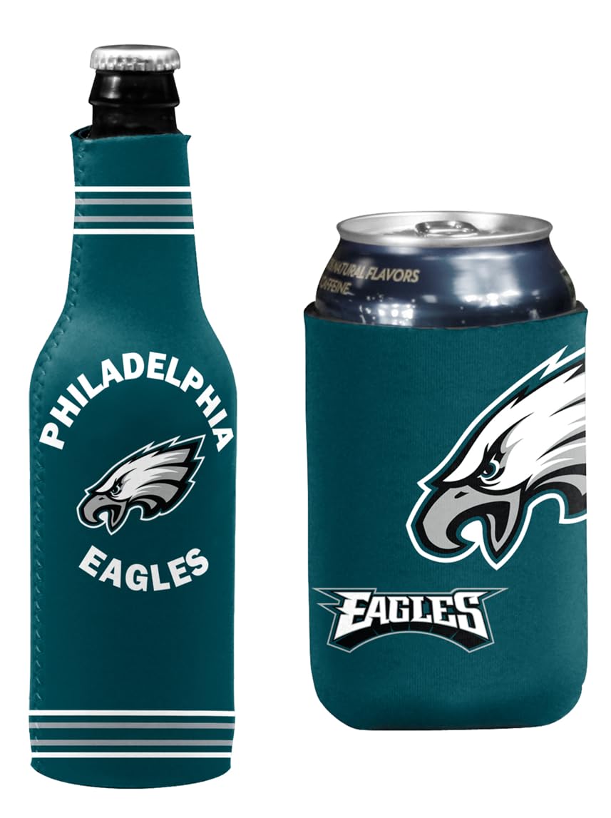 Football Can & Bottle Holder Insulator Beverage Huggie Cooler (Philadelphia Crest/Black Can (Eagles)) โ image 1