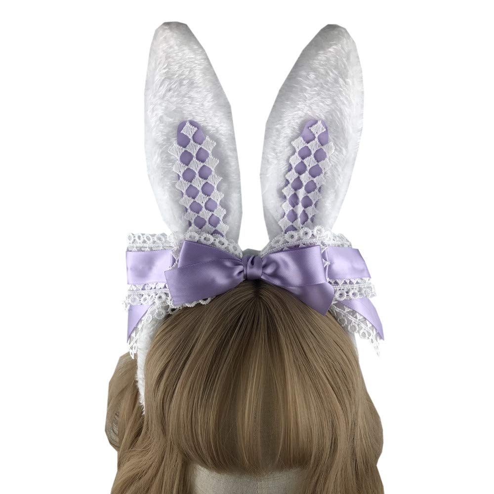 Easter Party Hair Accessory Headband Gothic Lolita Cosplay Cute Rabbit Bunny Ears Bow Lace Hair Band Headwear