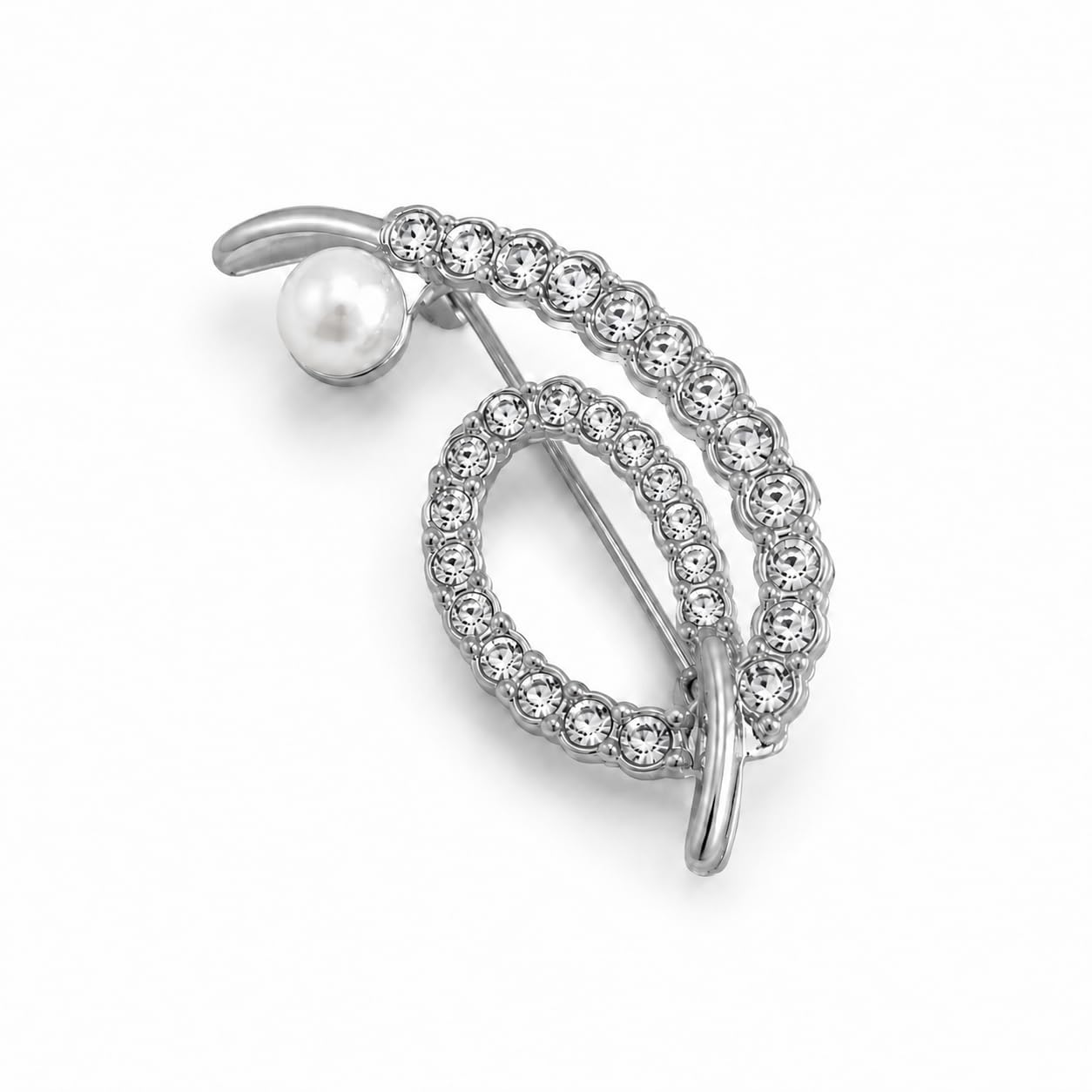 Midnight Swirl With Pearl Brooch | Silver-image-44