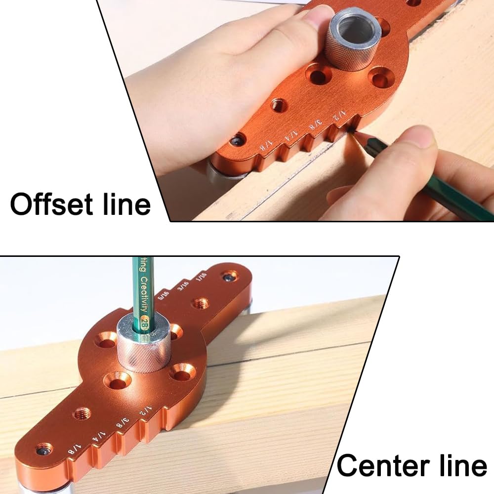 Self Centering Doweling Jig for Straight Holes, Adjustable Metal Drilling Hole Kit for Wood Dowel Jig, Professional Woodworking Joints Tool, Set B