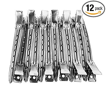DEXO Salon Hairdressing Sectioning Metal Clips For Hair Styling (Silver Section Clips (Set of 12 Pcs)