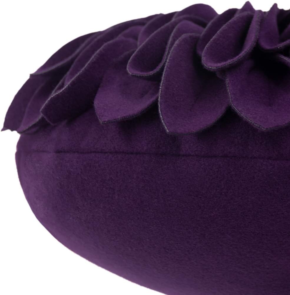 JWH Decorative Flower Pillow Covers Aesthetic Round Cushion Sunflower Throw Pillow Cases Handmade Pillowcase for Couch Bed Living Room Car 12 Inch Dark Purple - Image 5