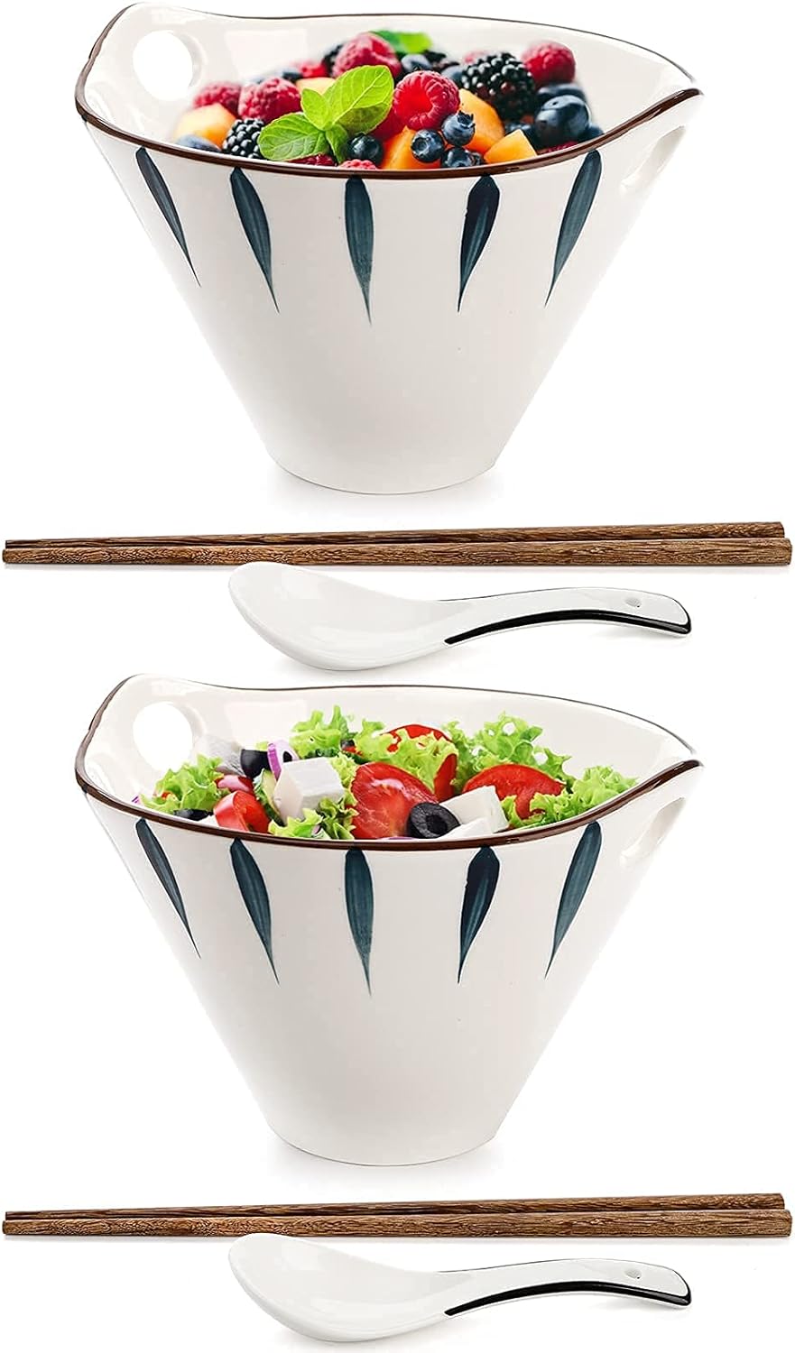 Buy Peohud Set of 2 Ceramic Ramen Bowls, 500ml Deep Noodle Soup Pho