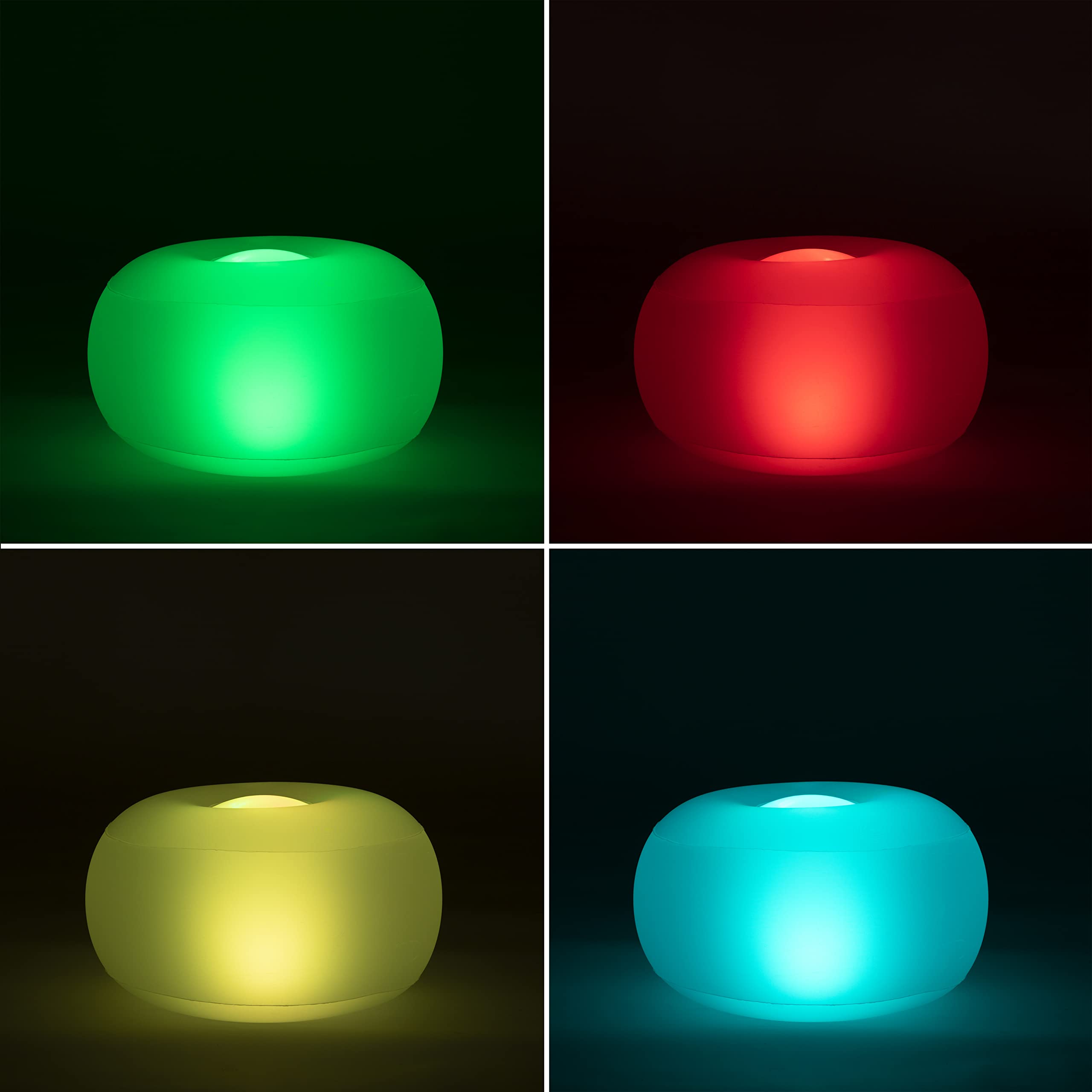 InnovaGoods - Pouf Gonflable LED Multicolore avec Télécommande, Résistant à l'eau, Pompe Incluse, Portable et Léger, Idéal pour Intérieur et Extérieur, Blanc, Unica, Plastique