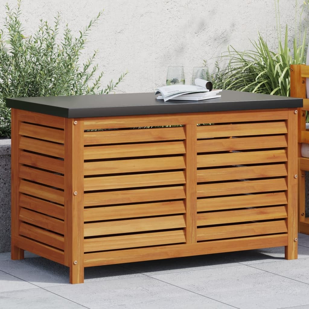 Contenitore da Giardino 90x48x55 cm Baule Esterno Legno Massello Acacia