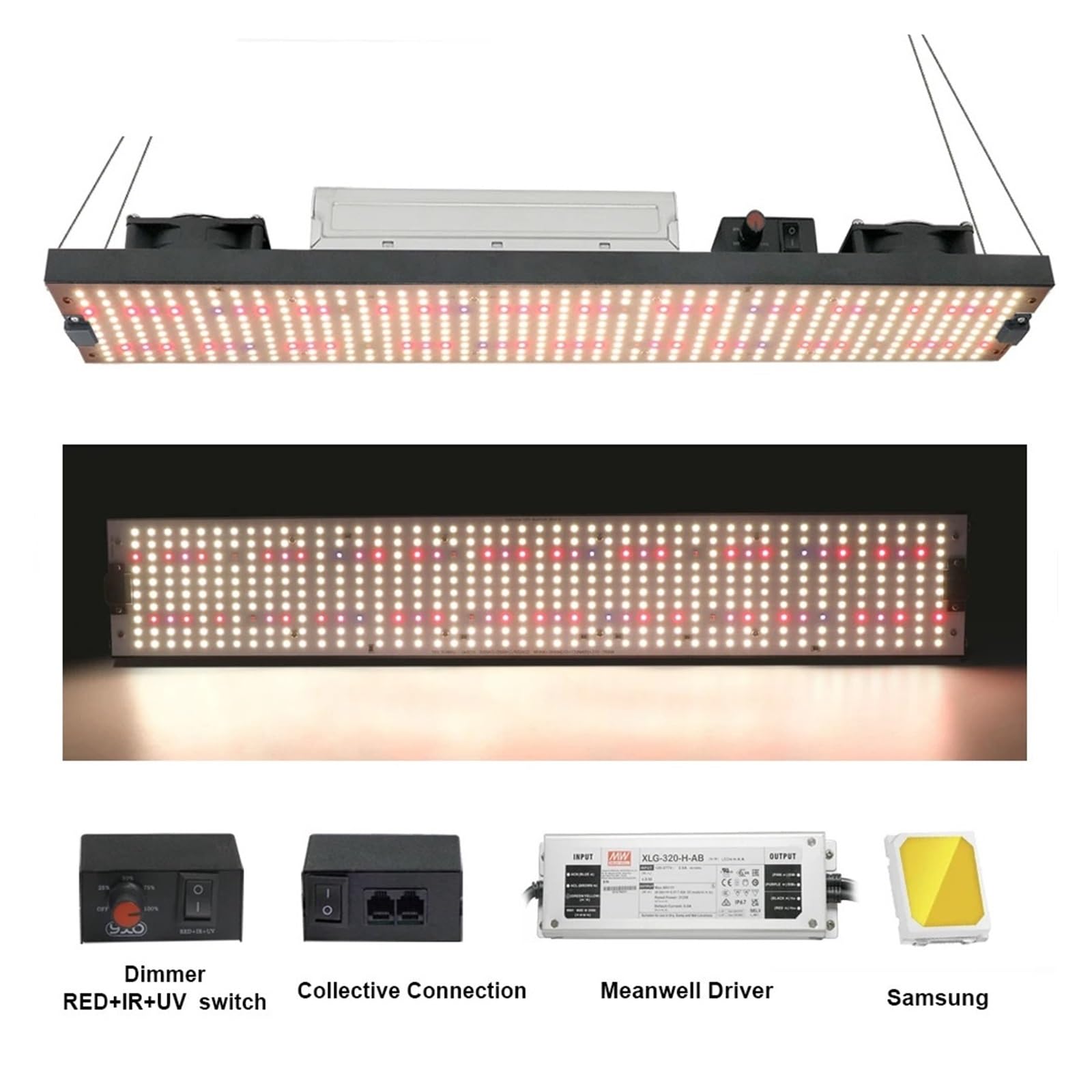 Lampe de Plante, LM301H Evo 320W V4 Tech Barre de LED Spectre Complet lumière de Croissance UV IR on/Off Pilote for Plantes graines de Fleurs(1000W)