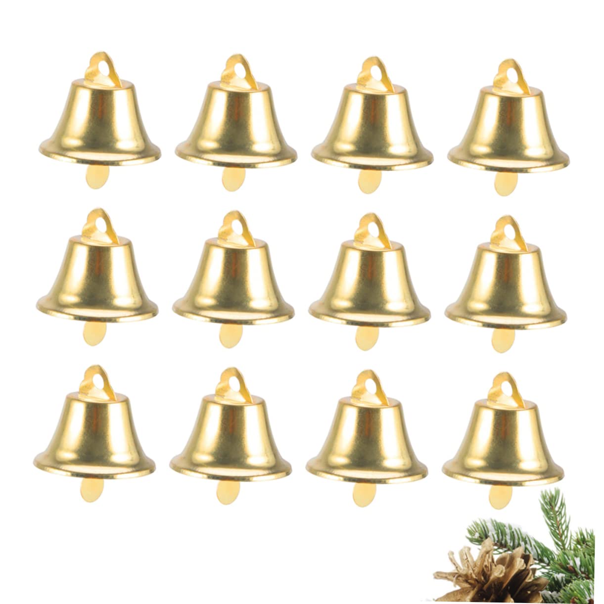 120pezzi Campana di Natale Mini Ciondolo Campana Ornamento DIY Ciondolo per Albero di Natale Dorato