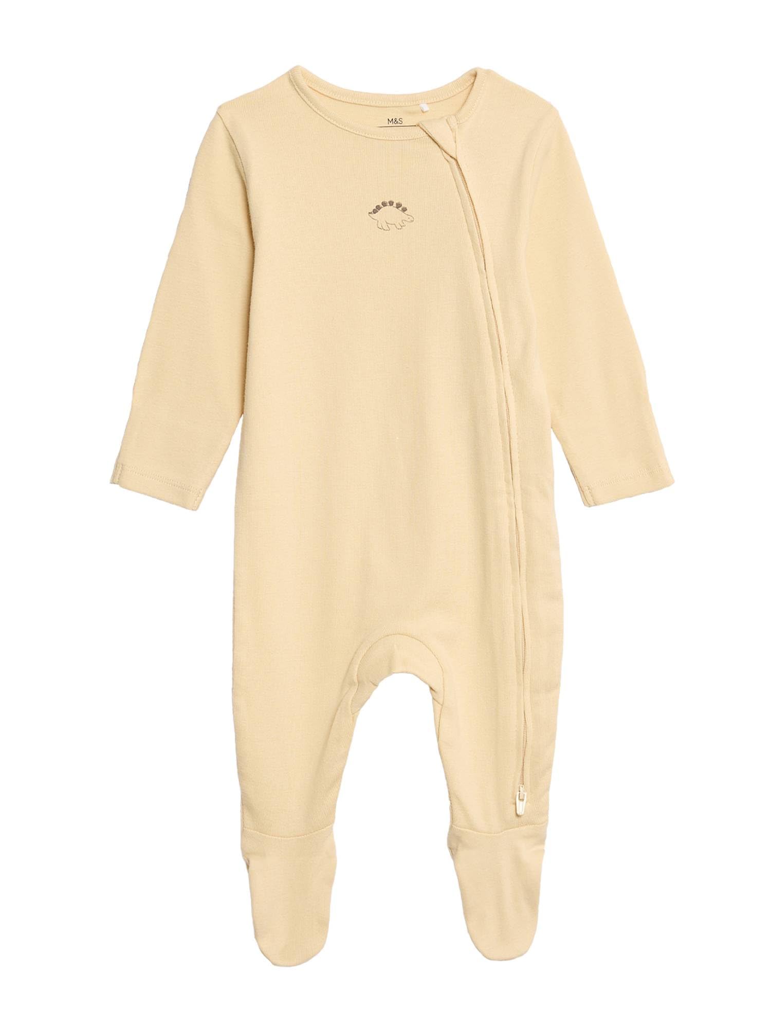 Marks & Spencer Grenouillères Bébé Lot de 3 en Pur Coton Imprimé Dinosaures, Mixte Garçon et Fille, Coupe Standard