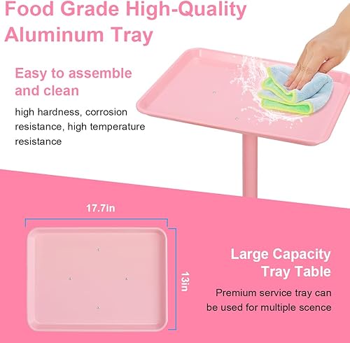 Miniatura 2 de JOSTZHXIN Bandeja de salón, Bandeja de servicio de spa de salón de altura ajustable, Bandeja rodante para estilista, Bandeja de tatuaje de aluminio