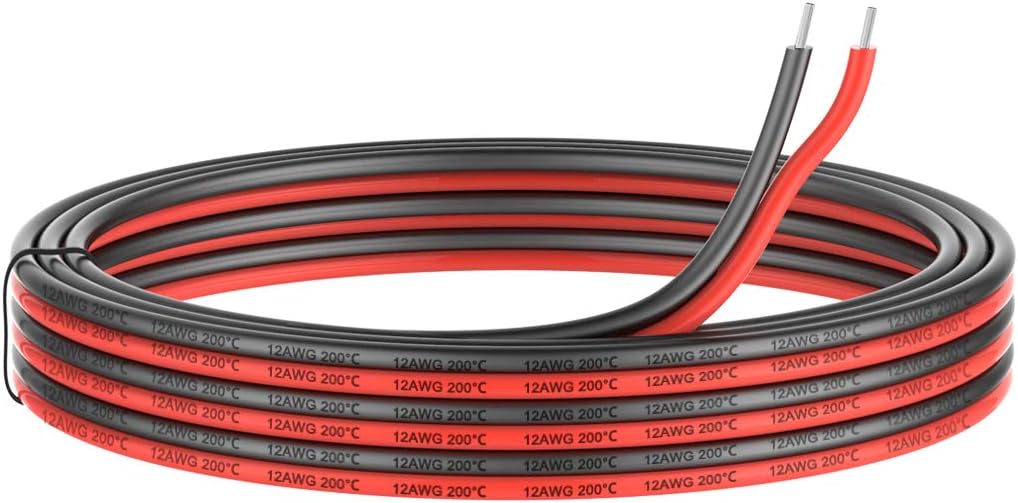 22awg 0.32mm² Electrical wire 2 Cores silicone wire 10 Meters [Black 5M Red 5M] 22 Gauge 200 Deg C 600V flexible Extension cable cord Stranded Tinned copper wire Hookup lead wire