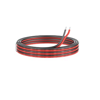 Haerkn 22awg 0.32mm  Silicone Electrical wire Cable 2 Cores 5 Meters | 22 Gauge 200 Deg C 600V flexible Extension cable cord Stranded Tinned copper wire Hookup lead wire