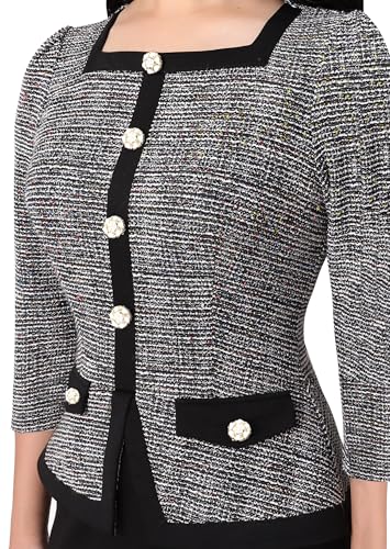 VFSHOW Womens Square Neck Buttons Peplum Cocktail Party Work Office Business Bodycon Pencil Dress4