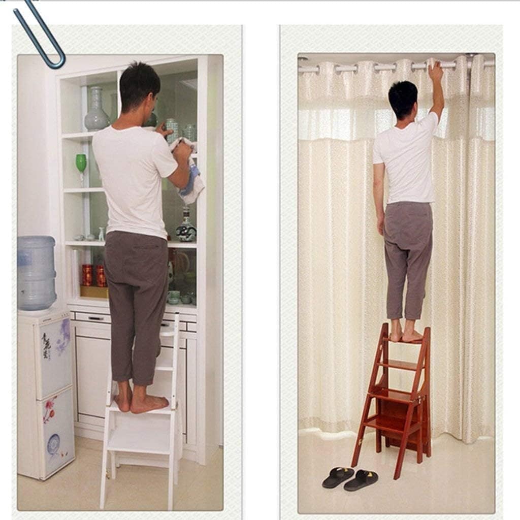 OKUOKA Outdoor Home Dual-Purpose Step Stool,Dual-Use Staircase Chair Ladder Chair Multifunction Step Stools 4 Tier Multi-Purpose Ladders Steps,a