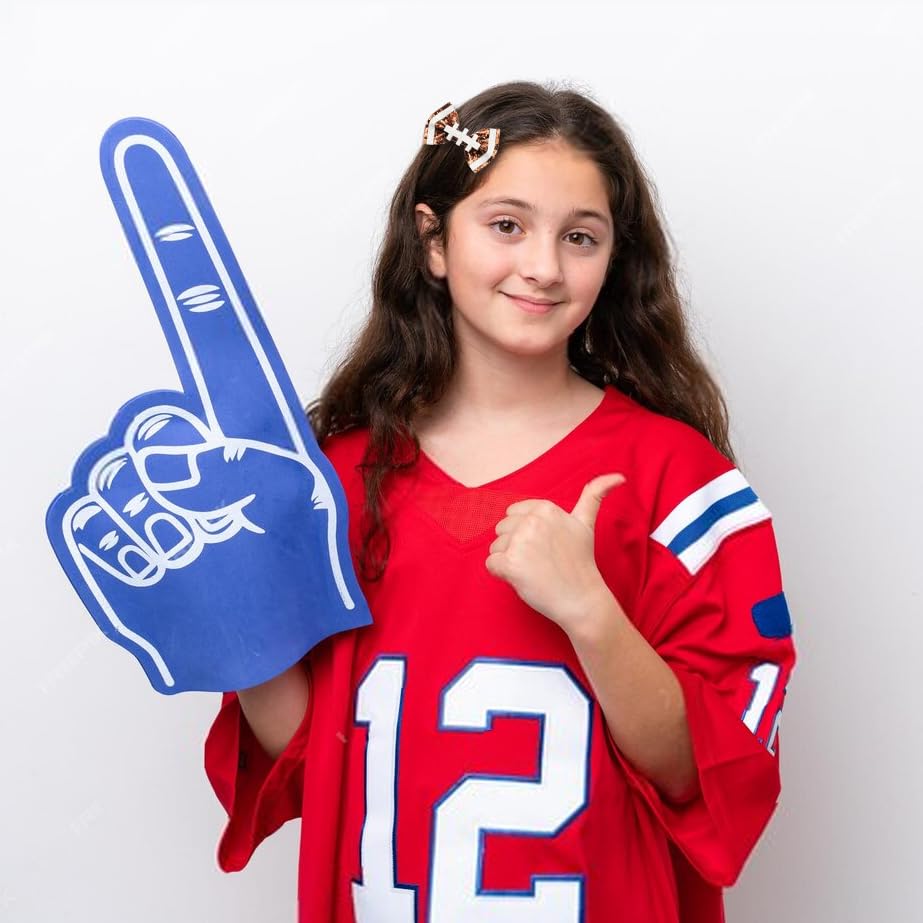 Miniatura 3 de Paquete de 4 lazos para el pelo de fútbol americano, pinzas para el pelo de piel sintética para boutique grogrén para niñas y mujeres, Super Bowl,