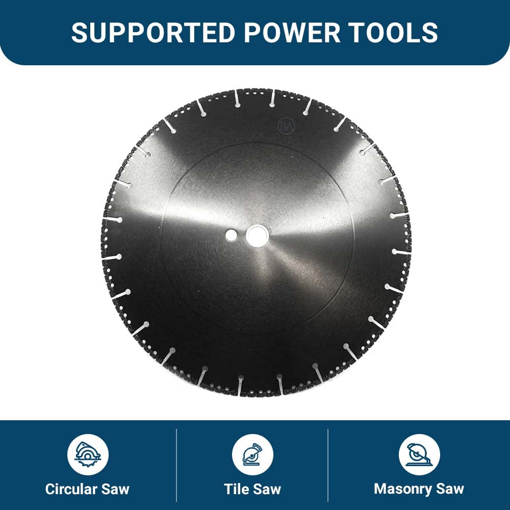 Benchmark Abrasives 14" Vacuum Brazed Demolition Blade for Angle Grinder 1" Arbor Circular Saw Blades Concrete Grinding Wheel for Cutting Wood, Metals, Brick Ceramic Tile Aluminum, Fiberglass