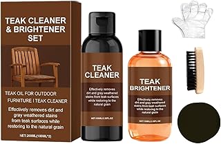 Wood Care Teak Cleaner, Maintenance Set for Furniture and Decks, Protective Cleaning Solution for Indoor and Outdoor Surfaces, Portable Wood Care Equipment with Easy Use, Patio Marine