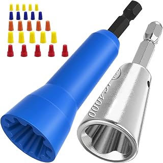 2 Pcs Wire Nut Twister & Wire Twister Tool for Drill, Electricians Wire Twister with 1/4" Chuck,Electrical Wire Twisting Tool Suitable for Wire Sizes of 9-22 AWG with 25 Pcs Wire Connectors Nuts