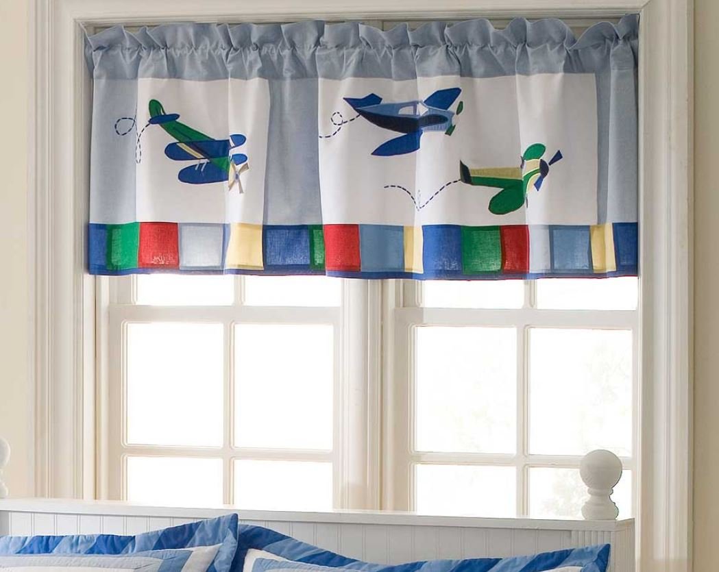 Fly Away Airplane Window Valance Baby