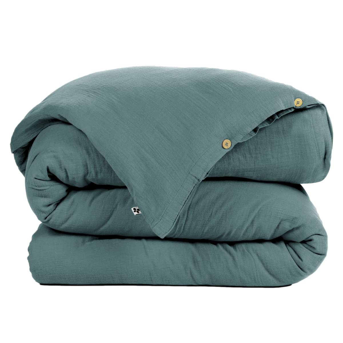 Housse de couette double gaze de coton 220x240 d'exception bleu canard premium