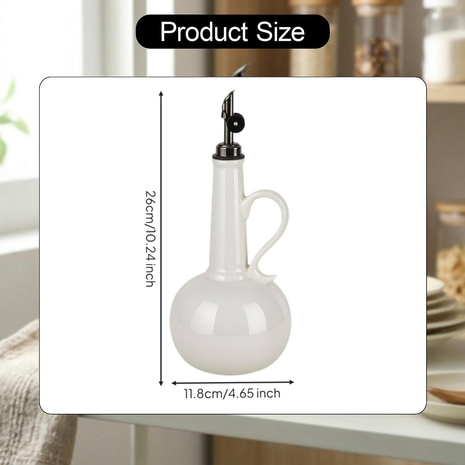 Botella Dispensadora de Aceite Vinagrera Manual Elaborada en Cerámica Contenedor para Cocina con Antiderrame Adecuada para Uso Doméstico Come, Blanco, Individual