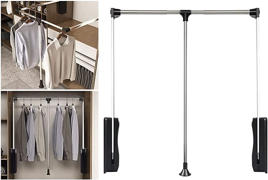 Closet Lifting Type Adjustable Width Hanger, Pull Down Hanging Rail for Wardrobe, Extendable Clothes Hanger Rail, for Hanging Clothes Wardrobe Lift Rail Organizer Storage System, Clothes Organizer S