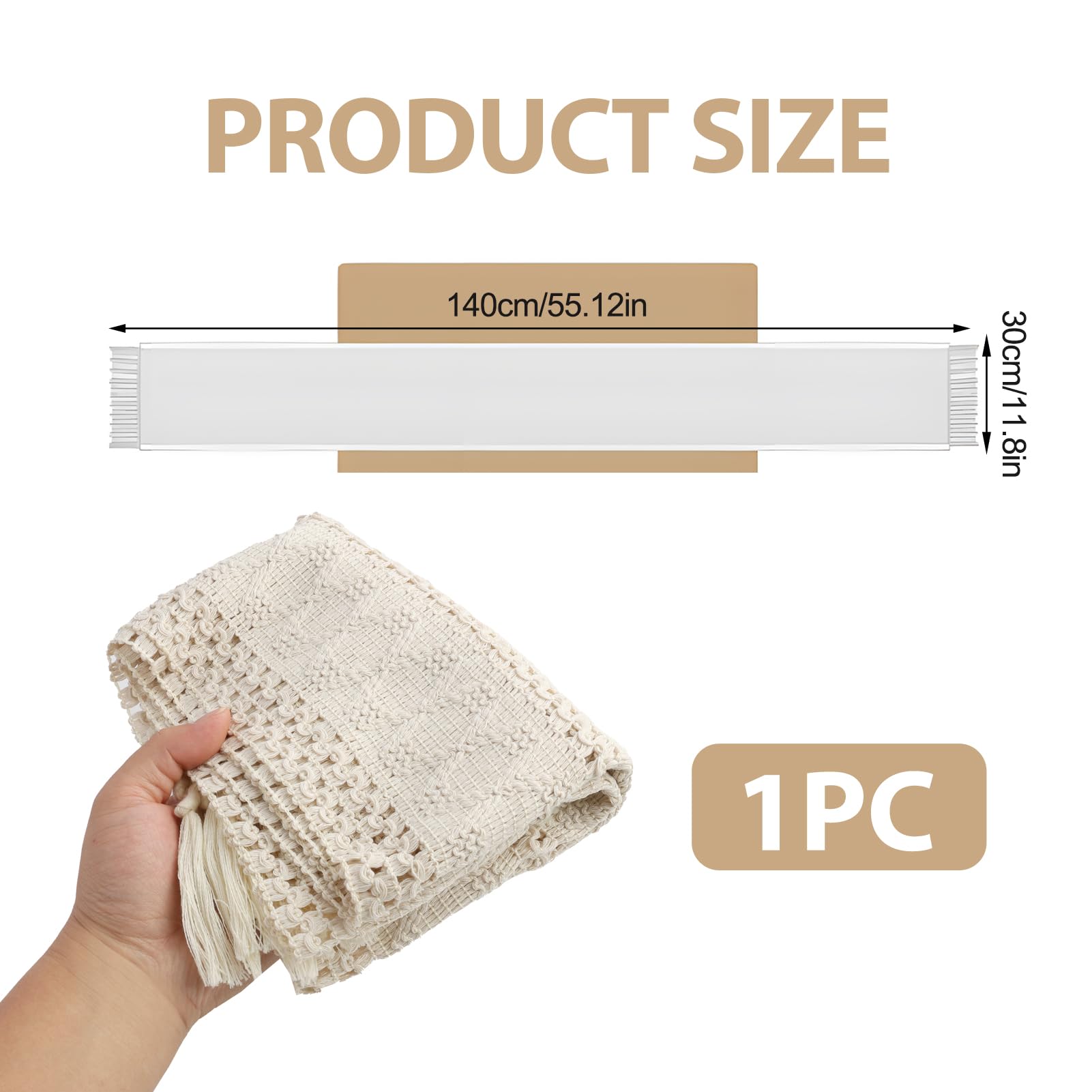 Runner Da Tavola Macramè Bohémien - Cotone E Iuta, Con Nappe, Color Crema - Foto 5