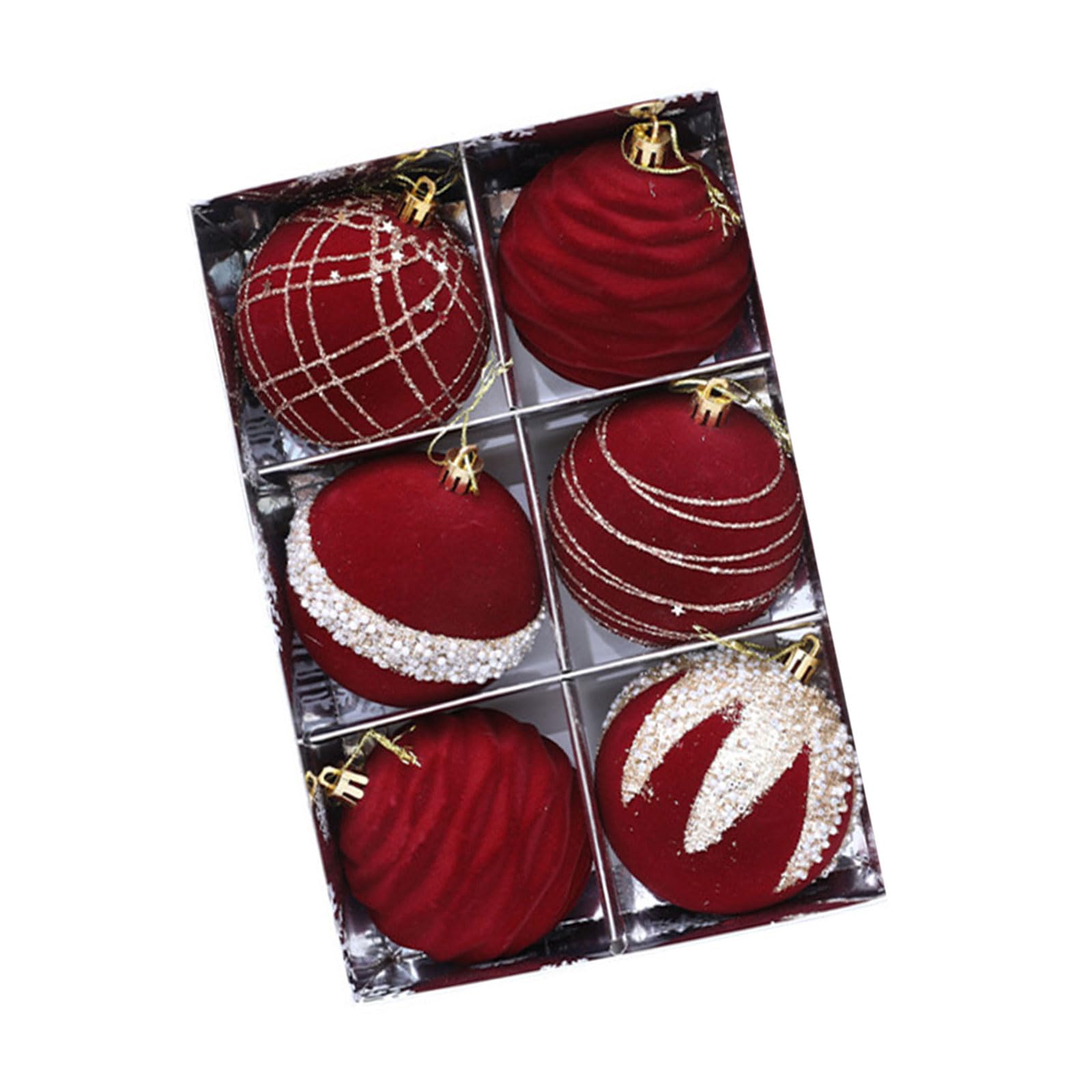 Dozen Plush Christmas Ball with Sparkling Detail Hanging Ornament Perfect for Seasonal Home Styling Celebratory Hanging Ornament