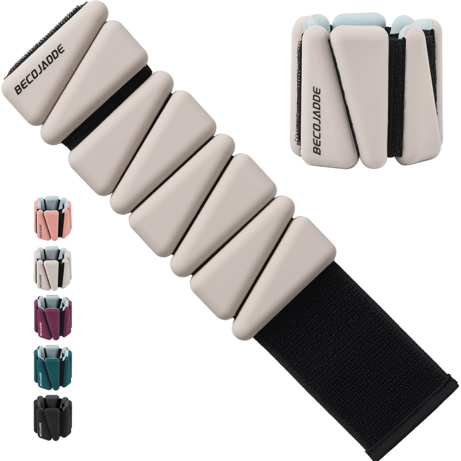 BECOJADDE Ankle Weights Set of 2 (1 lb/2 lb/3 lb Each) Adjustable Wrist Weights for Women Men Wearable Arm Leg Weight for Pilates, Running, Walking, Workout, Yoga