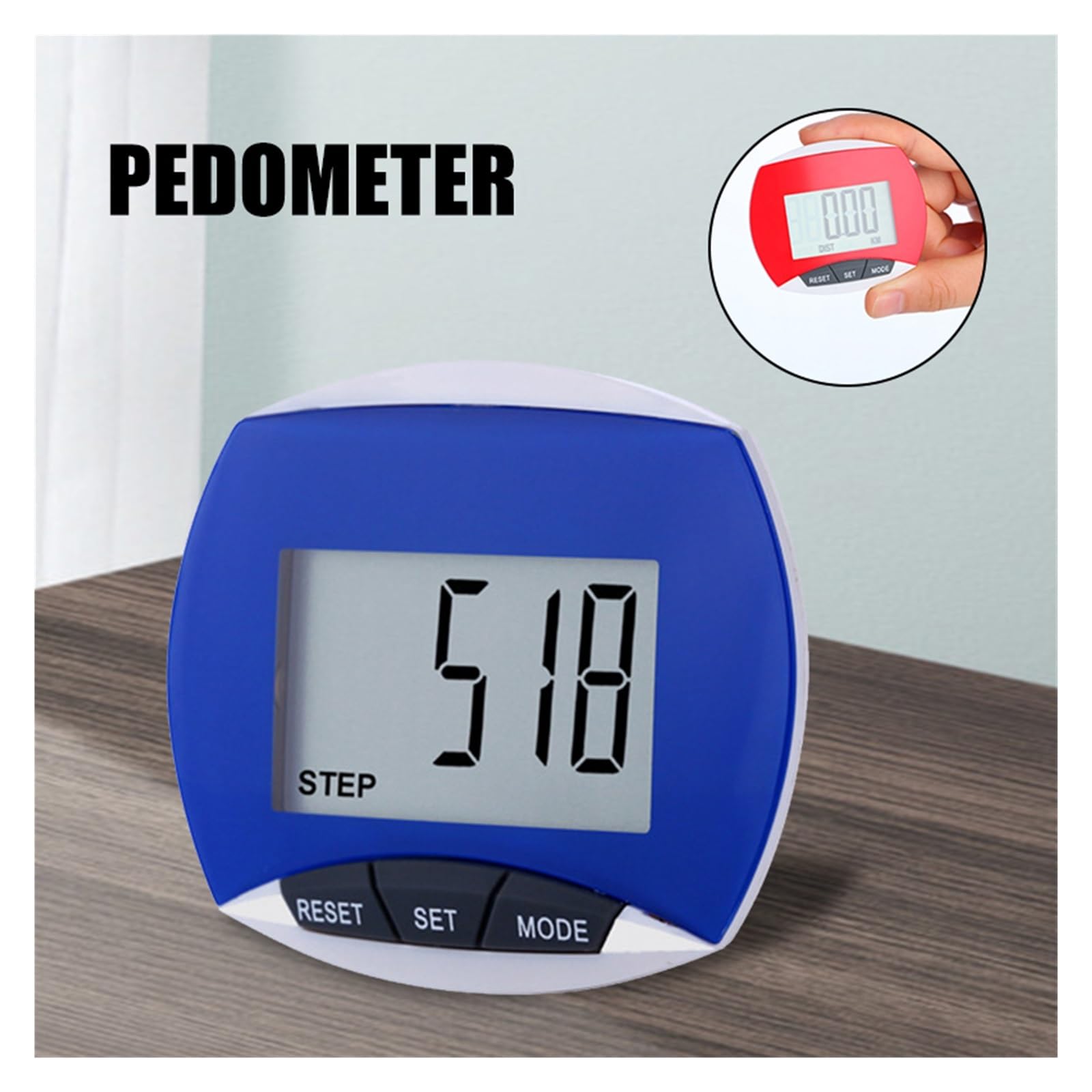 Podomètre À Clipser, Fonctionnement Simple, Marche, Course Pied, avec Calories Brûlées Et Comptage des Pas PréCis Et Facile à Lire(Blue)