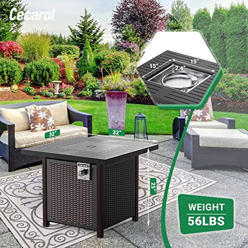 Cecarol Propane Gas Fire Pit Table With Lid And Lava Rock, Auto-Ignition Outdoor Gas Fire Table 50000 Btu With Etl-Certified, Steel Fire Table For Courtyard, Patio, Balcony (32In, Black) #TOP1