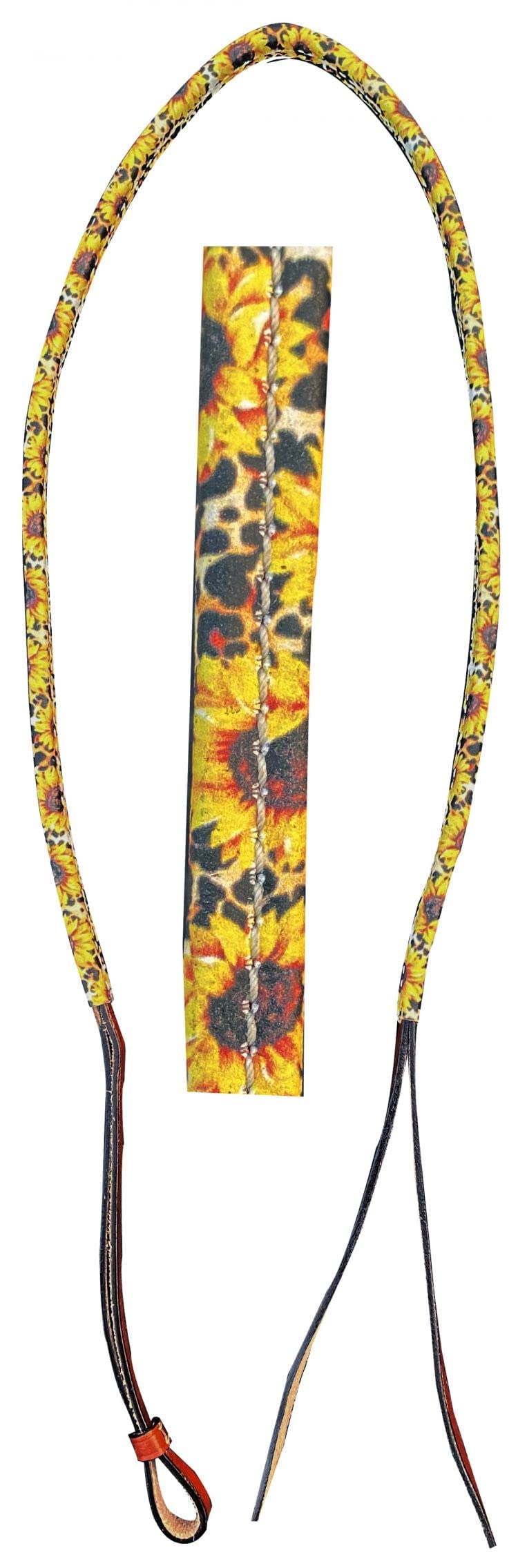 Showman Leather Over & Under Whip w/Sunflower & Cheetah Print