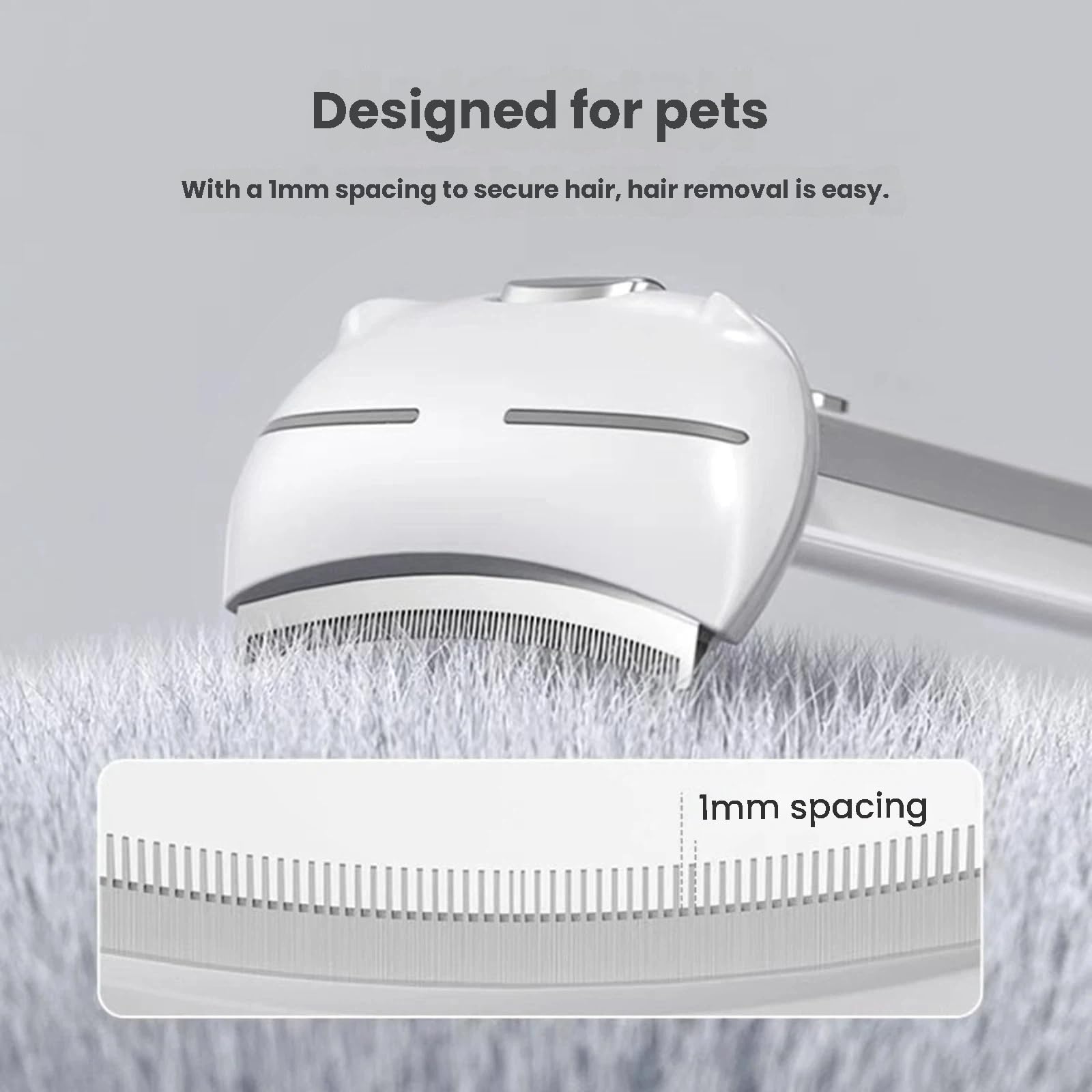 Tierhaarentferner Kamm, selbstreinigende Bürste, Haarentfernung, Bogen-Design, 1 mm Abstand, Selbstreinigung mit einem Klick