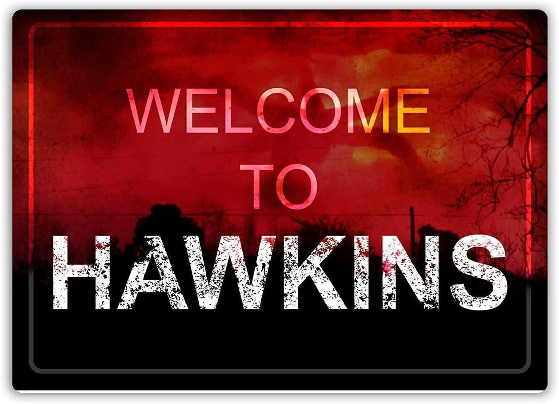 Preeklen Metal Sign 94 Tin Sign New Tin Sign Retro Welcome To Hawkins Clouds Aluminum Metal Sign Decor Iron Painting Metal Wall Metal Decoration 6X8 Inch