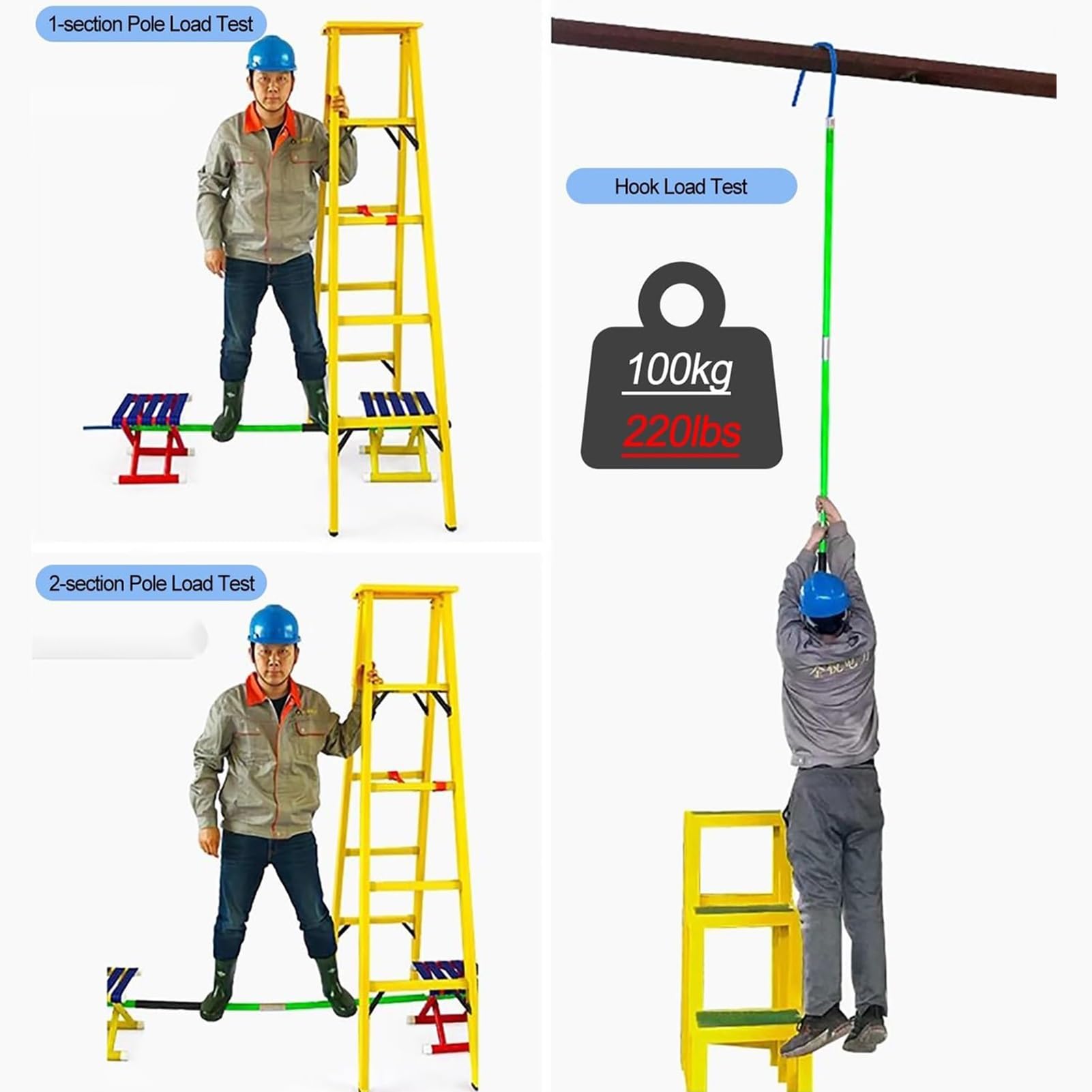 Gancho De Rescate Aislada Pértiga De Extensión De Resina Epoxi, Barra de rescate de salvamento de alto voltaje, para seguridad de electricistas de bomberos en fábrica/hogar(2m/6.5ft)