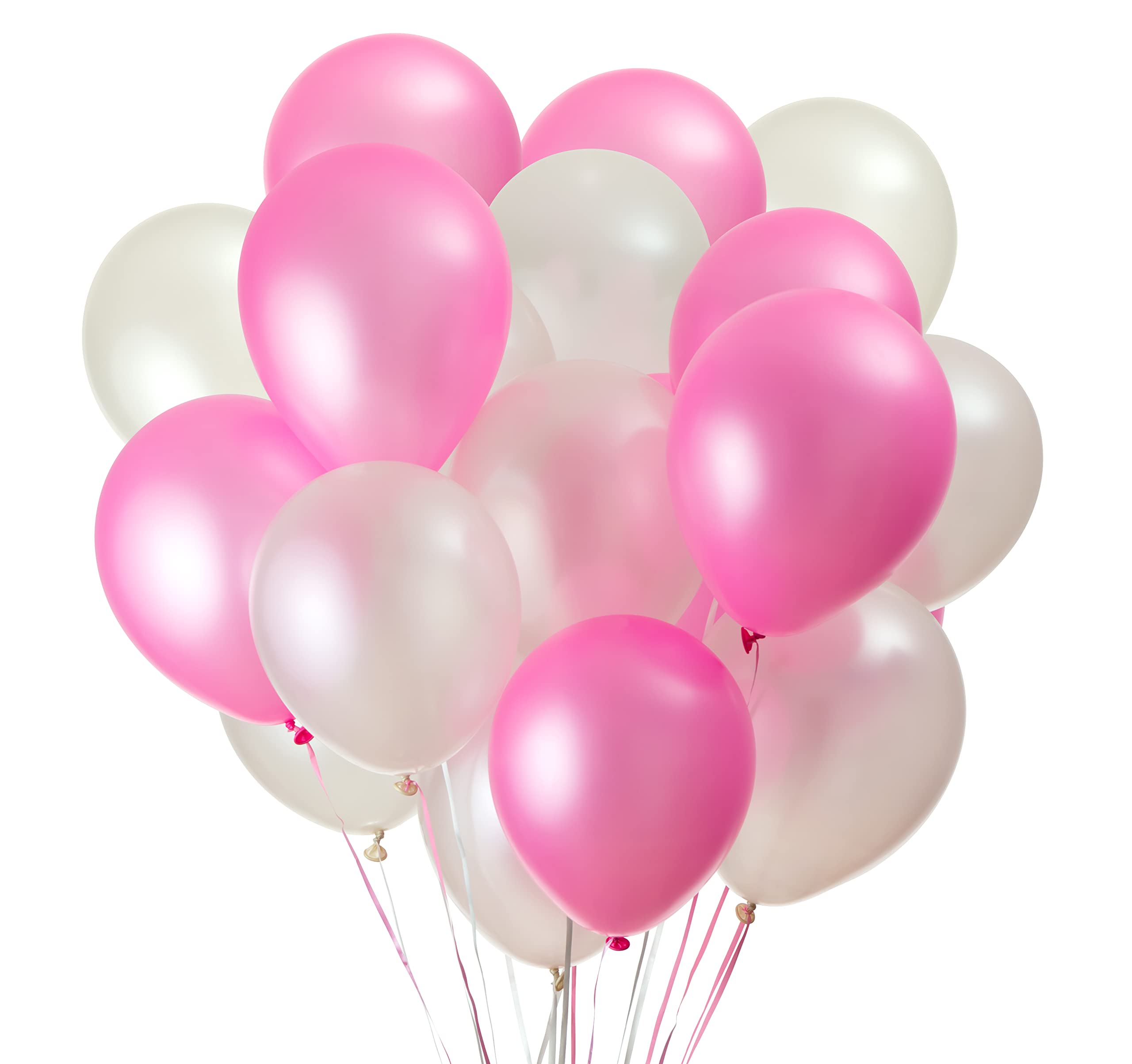 Rosa und weiße luftballons - 100% Reiner NATURLATEX - Premium Qualität - Latex Party Ballons - Metallic Ballon - Geburtstag Dekoration - Bunte Luftballons 50