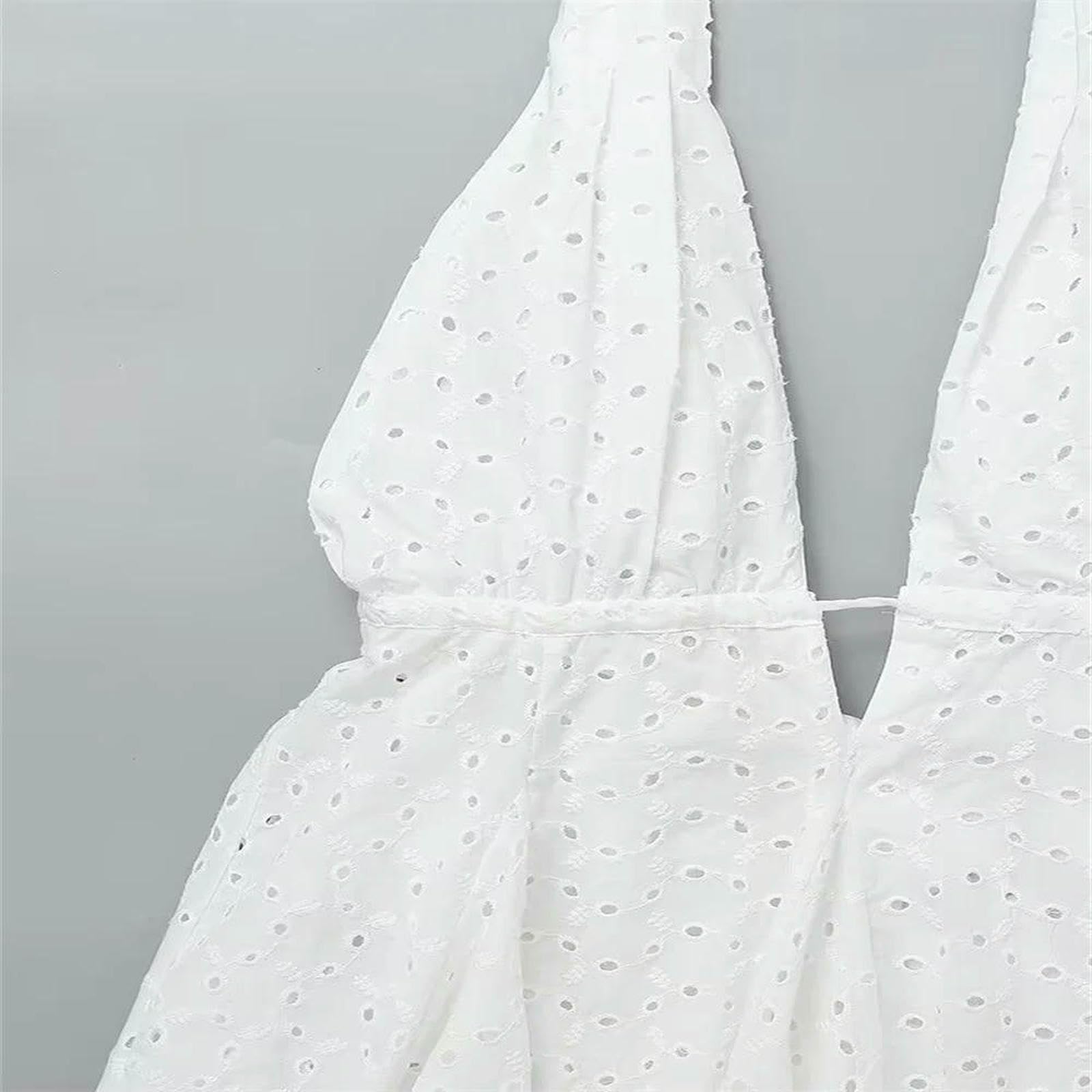 Robe Femme Chic Et Elegant Nouvelle Facement Folme Concutal Cassulle Sexy Sexy Holow Out La Roble De Cou De Couche-Blanc-m