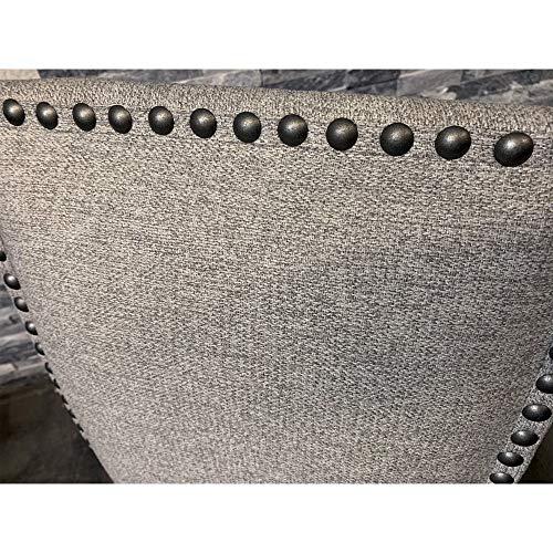 Strange Dna Jones Dining Chair | Modern Style Flax Polyester Canale Dining Chair | Pewter Nail Trim Armless Padded Parson Chair Accent Furniture W/Solid Wood Legs For Living Room Or More (Grey) #TOP4