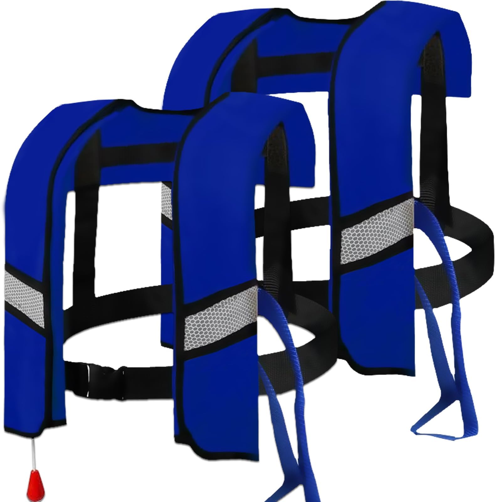 2-Pcs Automatic Inflatable Life Jacket,Adjustable Nylon Swim Vest with CO2 Inflation, Reflective Strips & Safety Buckle,Gas Cylinders Not Included.