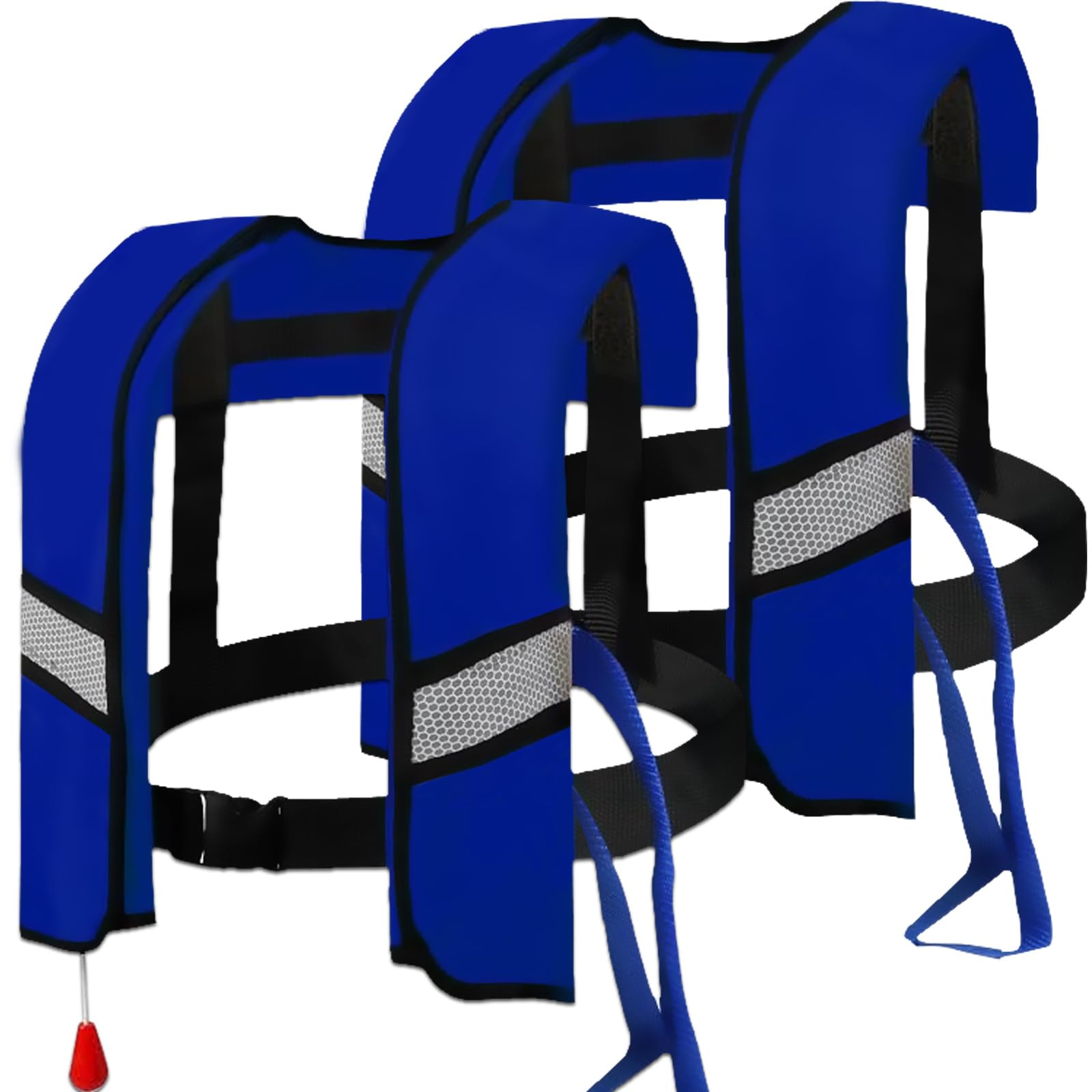 2-Pcs Automatic Inflatable Life Jacket,Adjustable Nylon Swim Vest with CO2 Inflation, Reflective Strips & Safety Buckle,Gas Cylinders Not Included.