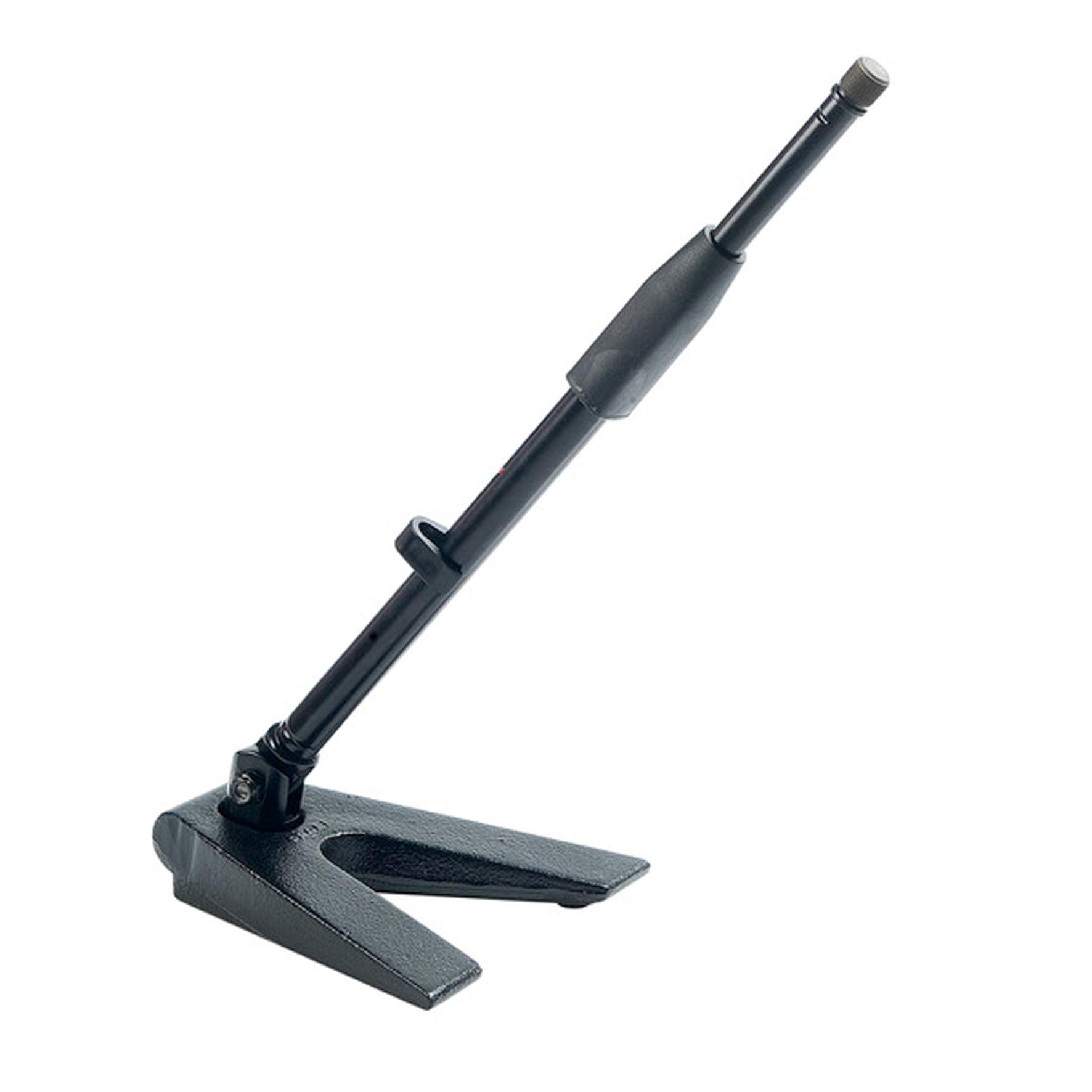 Proel DST110BK + APM10 - Base da tavolo triangolare con asta per Microfono, Nero Opaco + Supporto APM10 Reggimicrofono, Nero