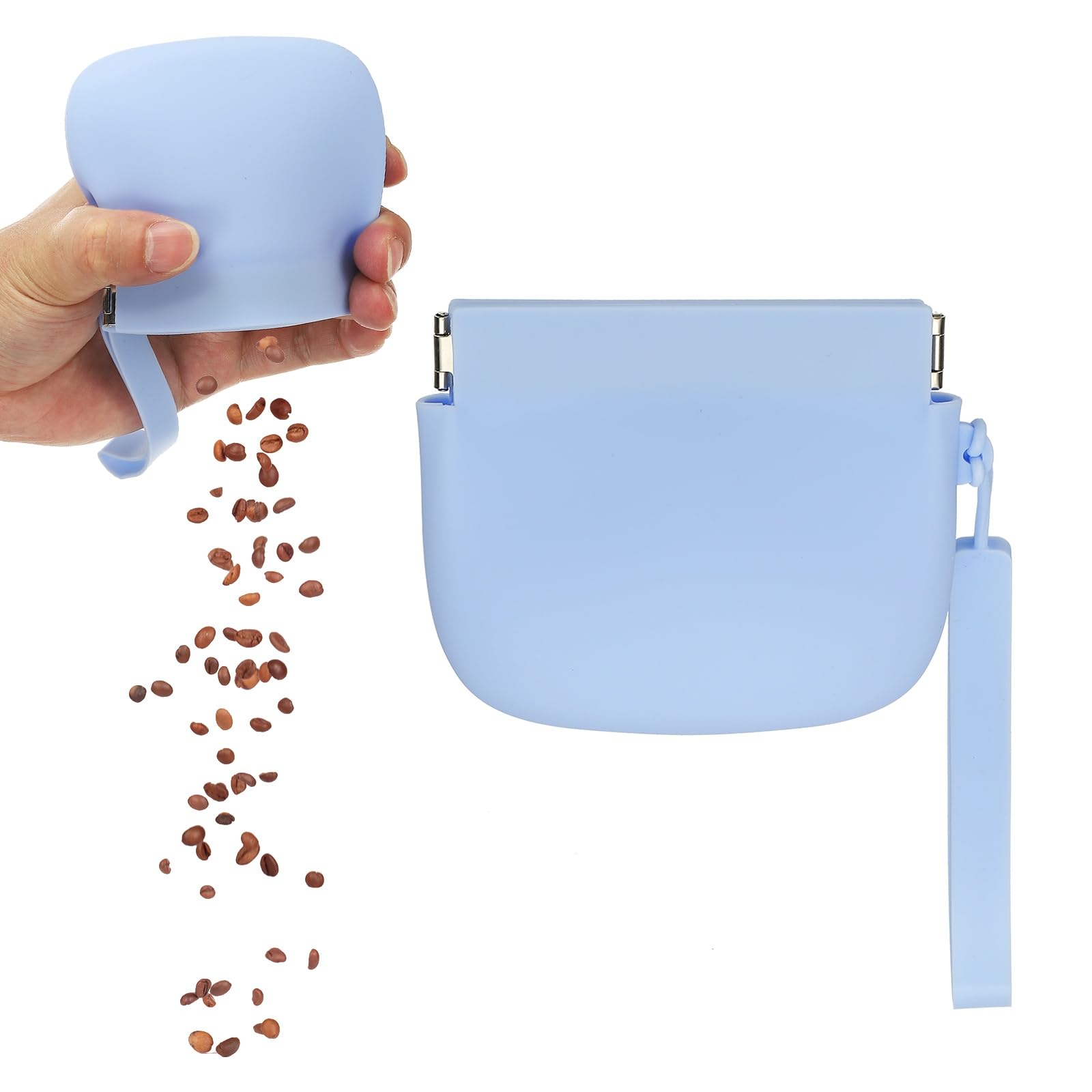 sourcing map Silicone Dog Treat Pouch, Auto Closure, Pocket Size, Portable Walking Bag for Dog and Cat 4x3 Inch (Blue, 1Pcs), Intended for Pet Travel/Training/Walking