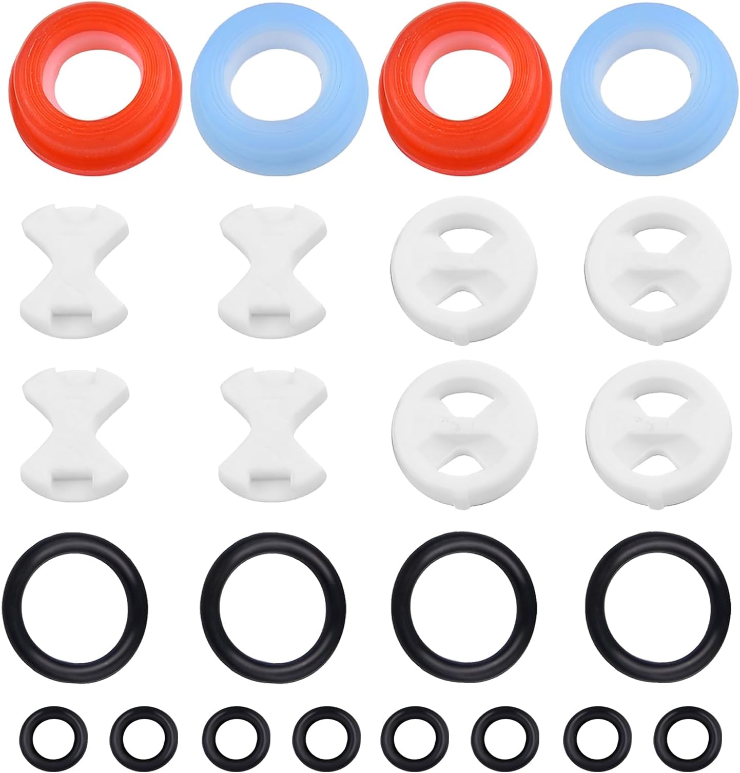 24Pcs Tap Washers for Mixer Taps, Tap Valve Cartridge Replacement Kit with Ceramic Discs 1/2 Turn Silicone O Ring Gaskets Mixer Tap Washers for Kitchen Sink Leaking Tap Repair