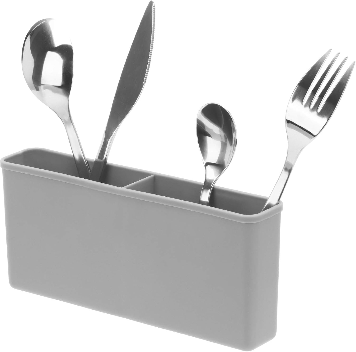 iPEGTOP Cutlery Utensil Silverware Drying Rack Basket Holder with Hooks - Flatware Storage Solution for Kitchen Dish Drainer Dish Drying Rack, Grey