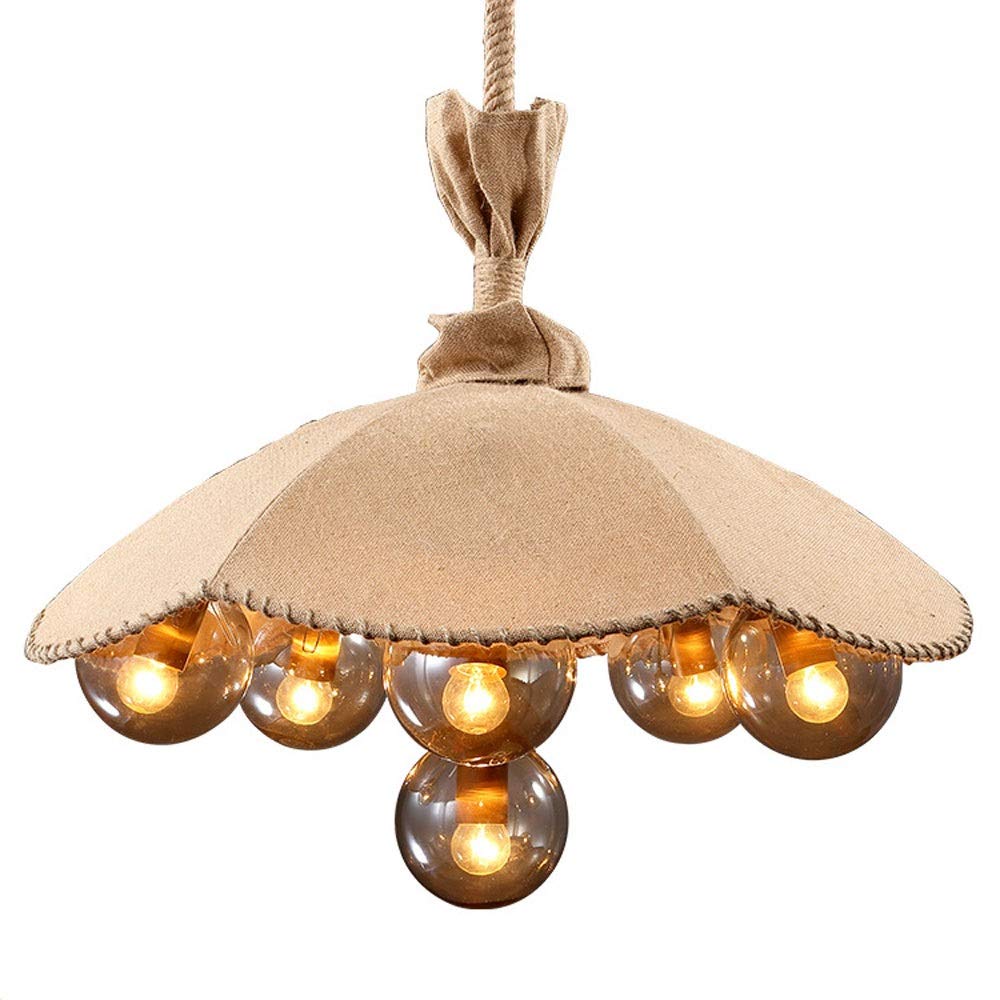 Lampe suspendue E14 corde de chanvre retro et verre luminaire suspendu industriel vintage