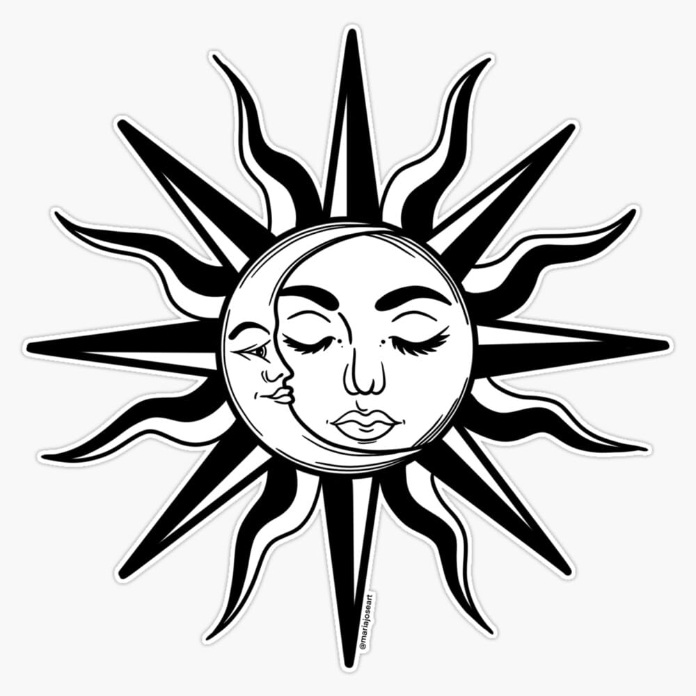 Sun & Moon Sticker Vinyl Waterproof Sticker Decal Car Laptop Wall Window Bumper Sticker 5"