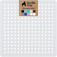 Vista 22 de Gorilla Grip - Alfombrilla de ducha patentada, 21 x 21 pulgadas, lavable, cuadrada, para ducha con agujeros de drenaje, ventosas.