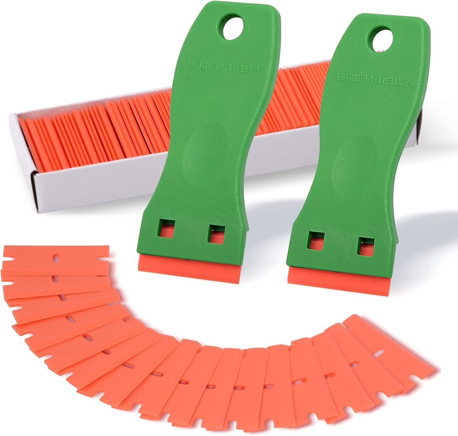 2PCS Green Plastic Razor Sticker Remover Paint Scrapers with