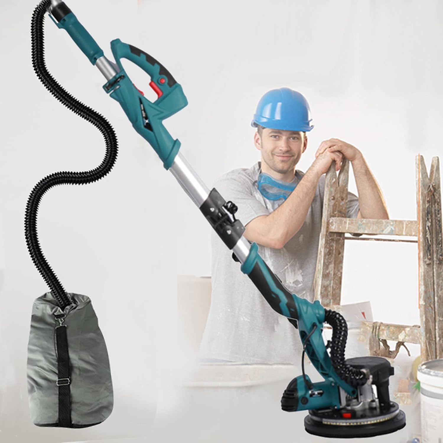 Drywall Sander 1800W Electric Sander With 20 Pcs Sanding Discs - Wall Sander With Extendable Handle LED Light Long Dust Hose