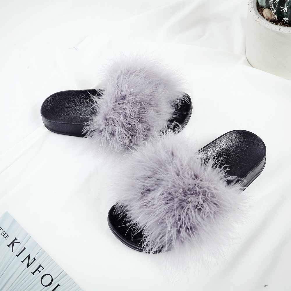 Chanclas para mujer,zapatillas de piel para mujer,cómodas,suaves,de invierno,cálidas,para el hogar,a la moda,de piel sintética,con pliegues peludos,zapatos de felpa,mullidos para mujer,para interiores