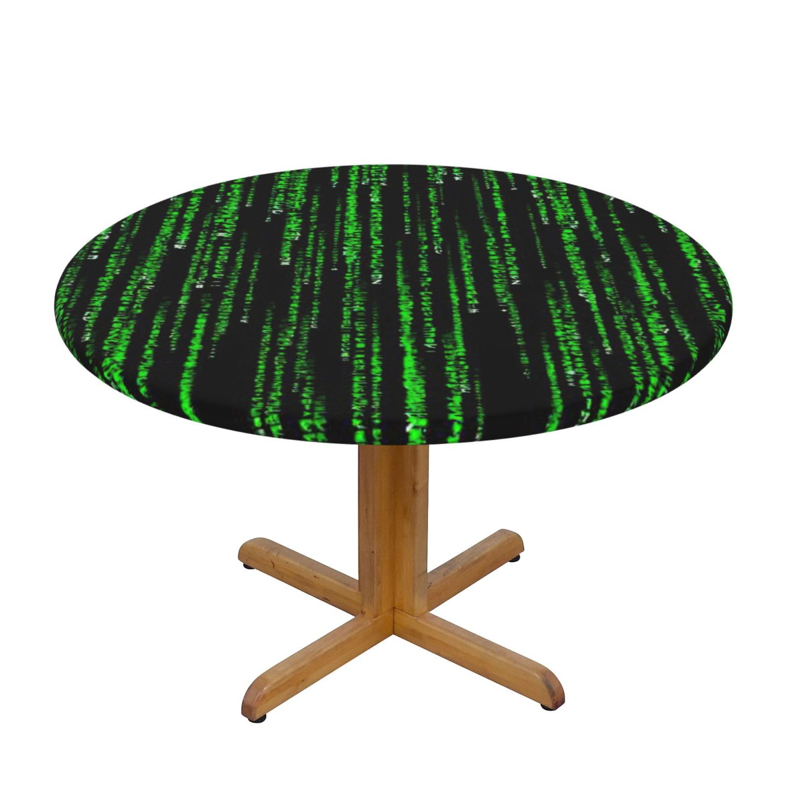 Nappe ronde imprimé binaire vert pour table diam 101 à 127cm